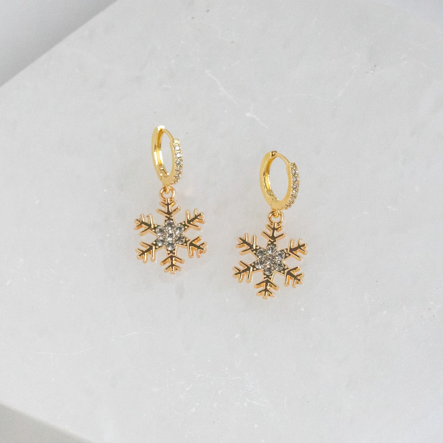 Diamond Snowflake Huggie Earrings