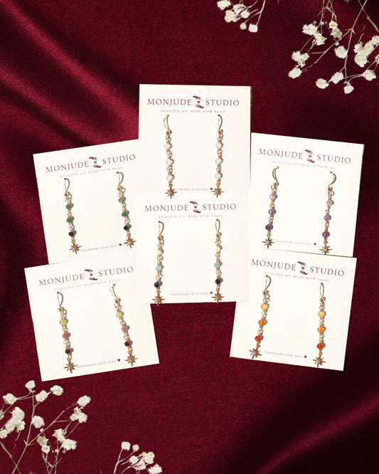 Dainty Gemstone Star Drop Earrings