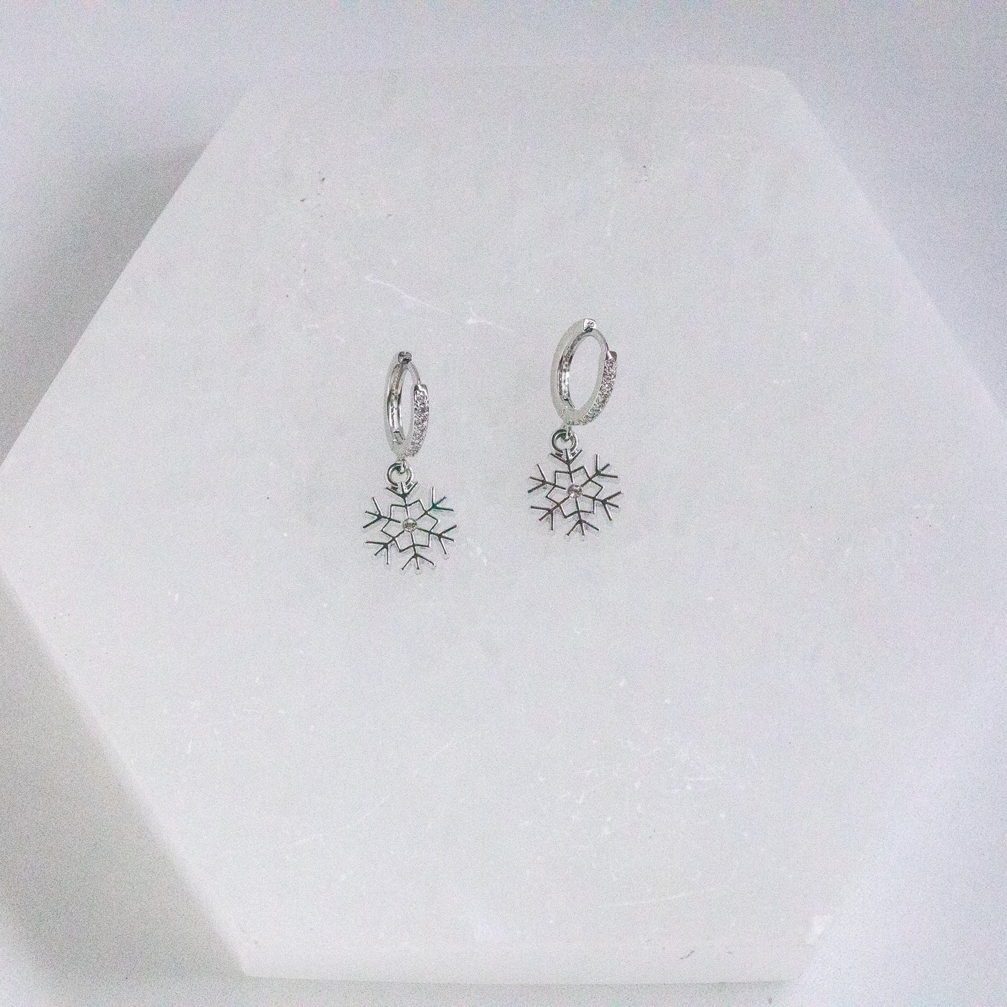 Diamond Snowflake Huggie Earrings