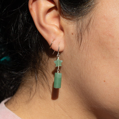 Green Aventurine Star Dangle Earrings
