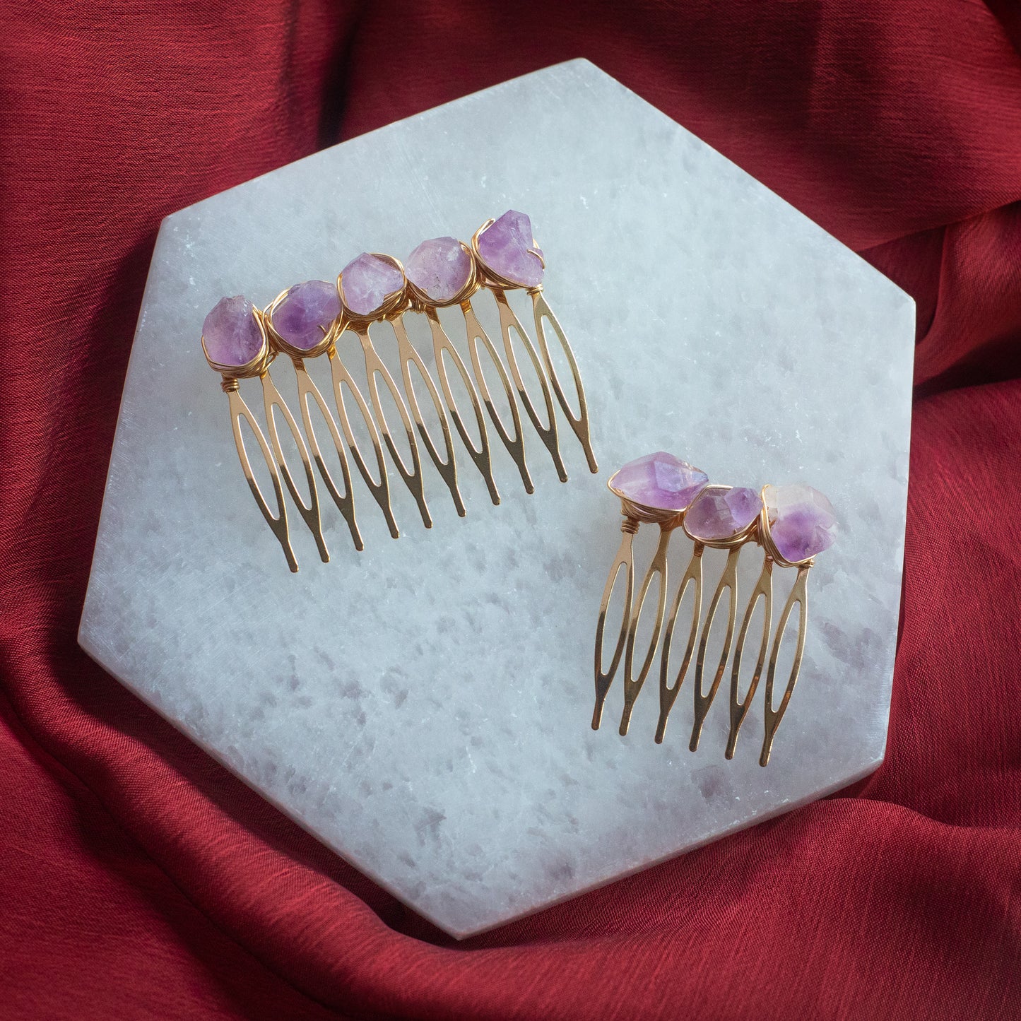 Amethyst Hair Combs