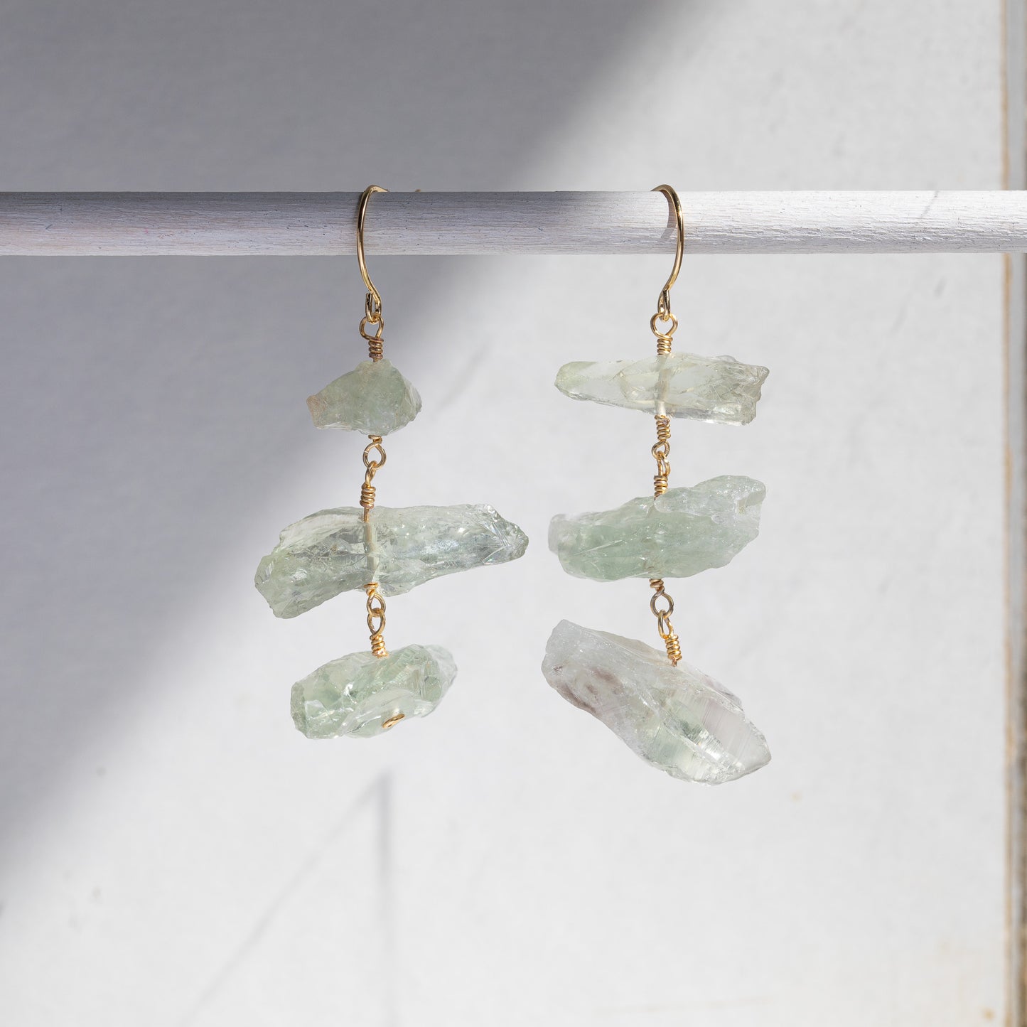 Raw Green Quartz Earrings