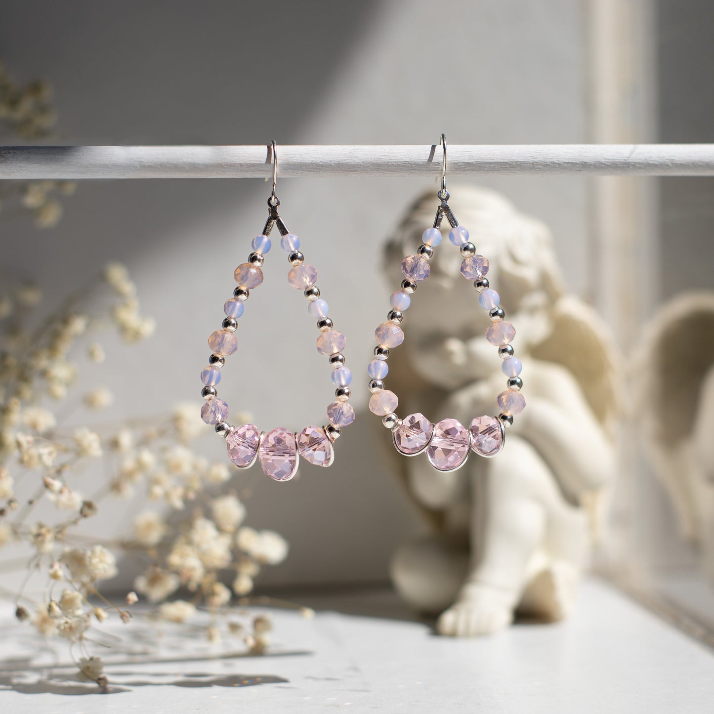 Pastel Pink Crystal Princess Earrings