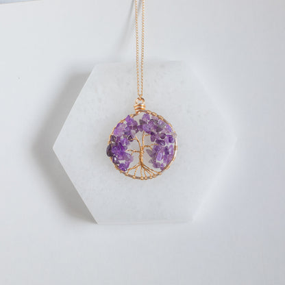 Crystal Tree of Life Pendant Necklace (14k Gold Filled)