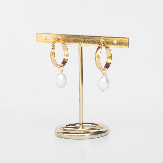 Dropped Pearl Hoops