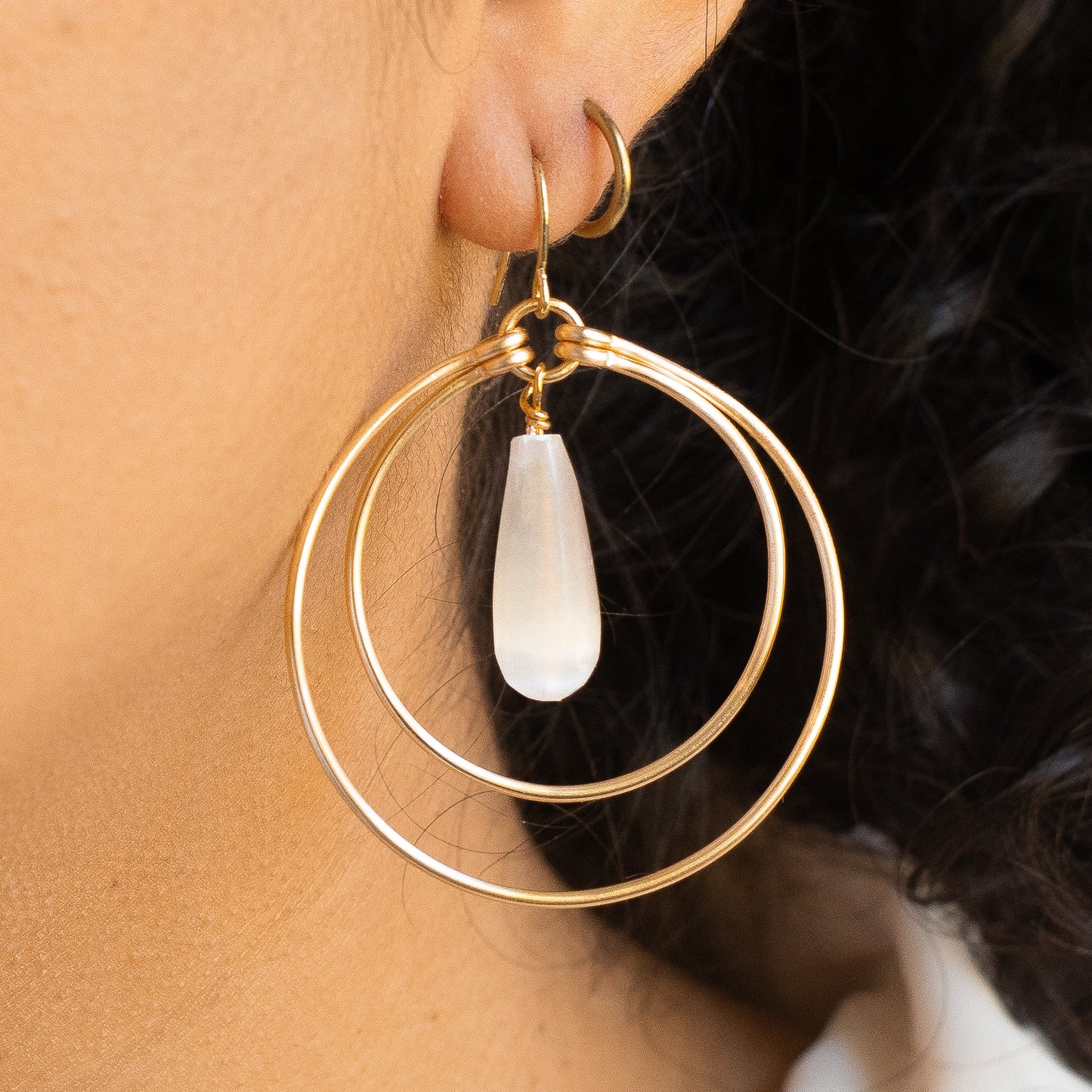 Divina Selenite Hoops