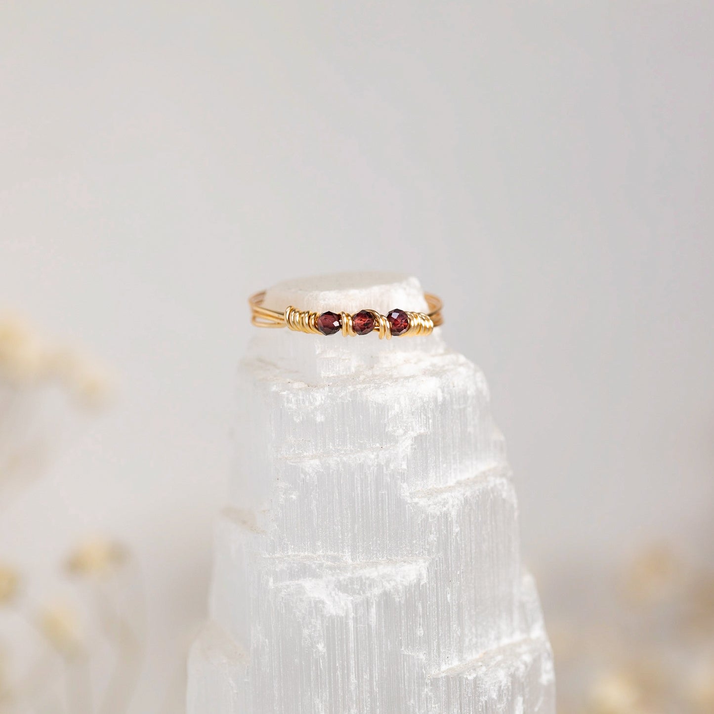 Trio Garnet Wire Ring