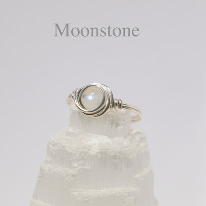 Gemstone Fidget Ring (Thin Silver)