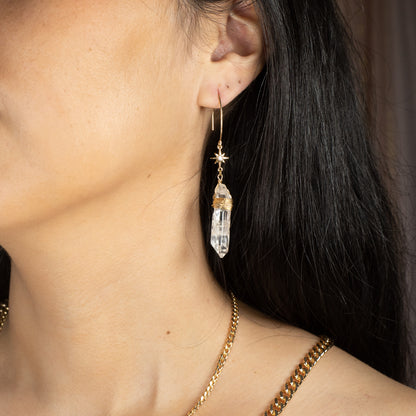 North Star Crystal Earrings (14k Gold Filled)