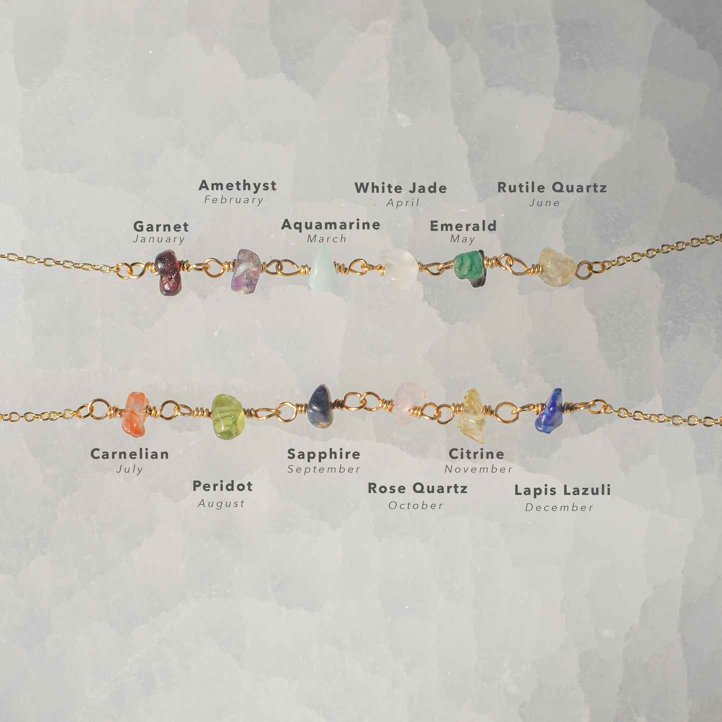 Custom Family Birthstones Freeform Crystal Choker